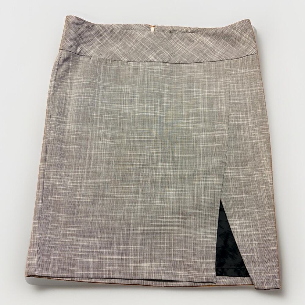 Express Design Studio Plaid Pencil Skirt Size 6 Gray Black Mini Midi